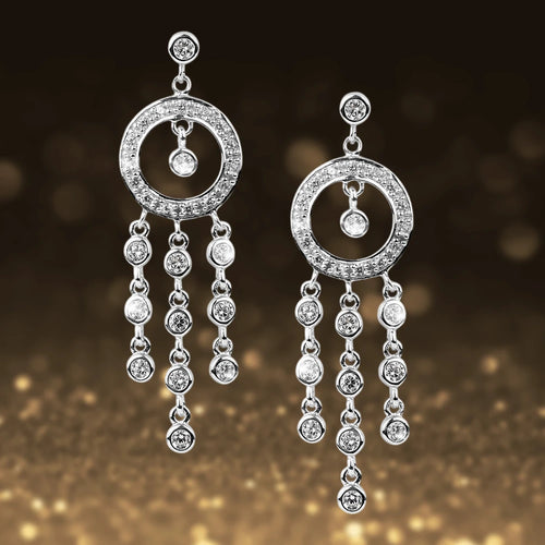 Daniel Steiger Raindrop Chandelier Rhodium Earrings