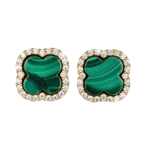 Daniel Steiger Fortuna Clover Malachite Earrings