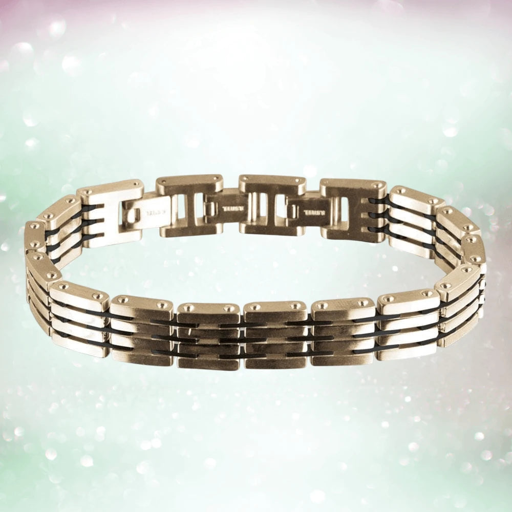 Ranger Bracelet for men crafted from stainless steel with a rose gold plating, featuring a modern linked design perfect for stylish jewelry collections.
