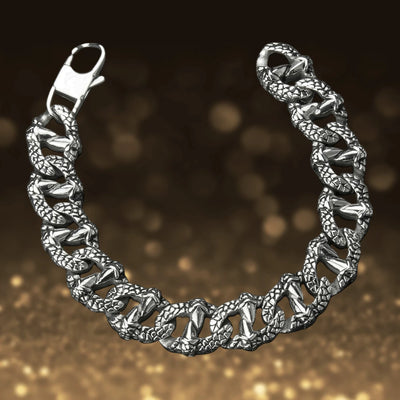 Dragon Claw Bracelet made of stainless steel for men, featuring a bold textured chain design resembling dragon scales, perfect for stylish jewelry collections.