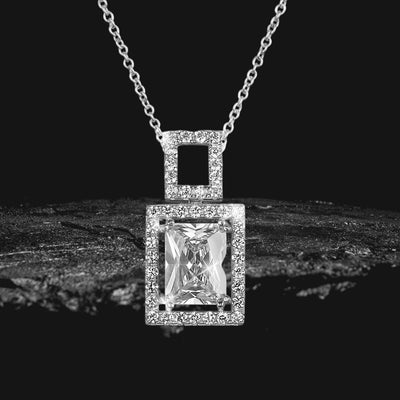 Imperial Peninsula Pendant showcasing a sterling silver rectangular pendant with sparkling stones set on a delicate chain, designed for female jewelry lovers.