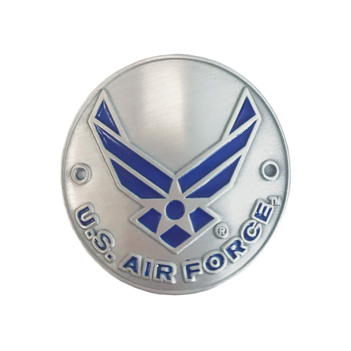 Air Force Veterans Walking Cane featuring a silver medallion with blue Air Force insignia and raised US Air Force lettering Up To 75% Off Retail