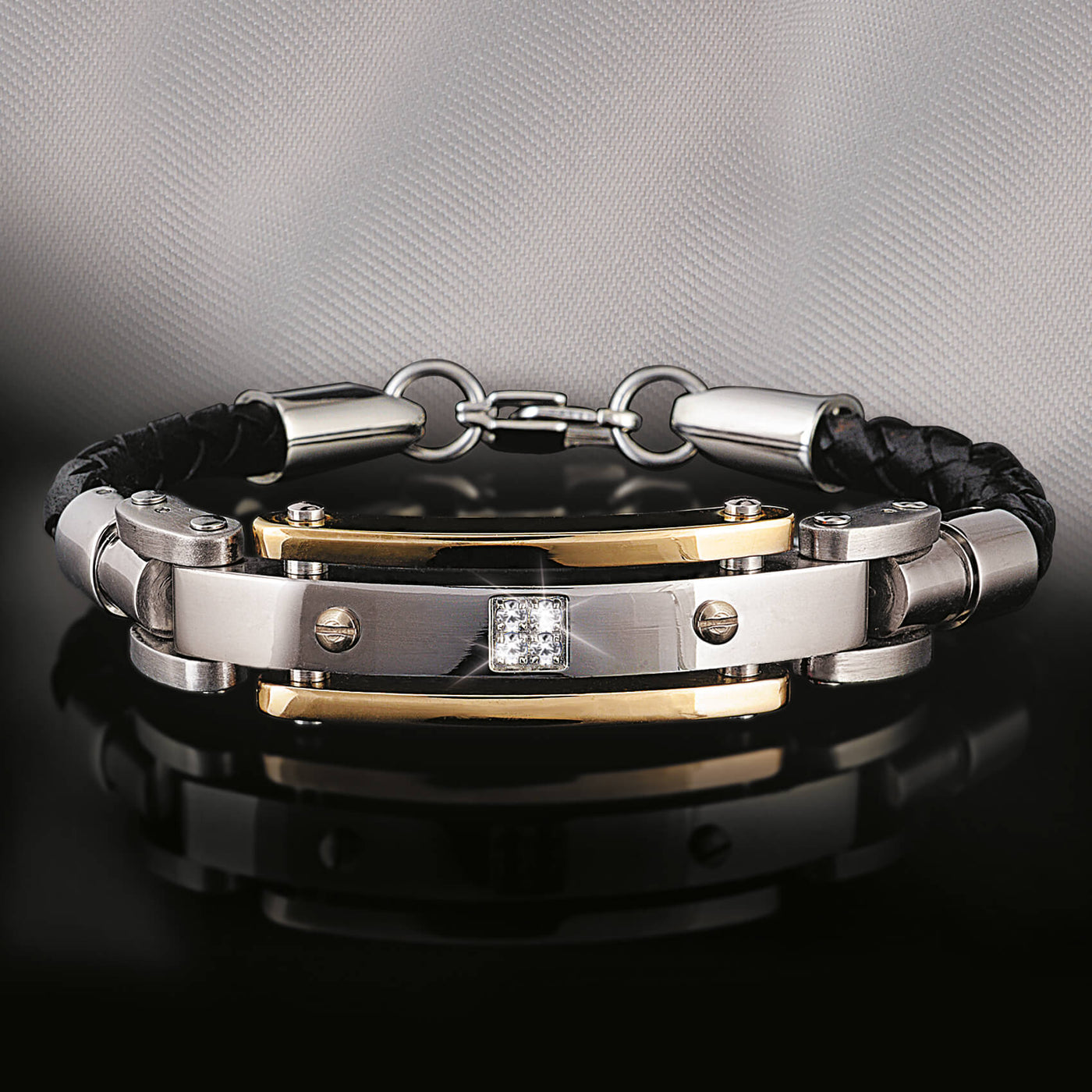 Men's Diamond Leather Bracelet