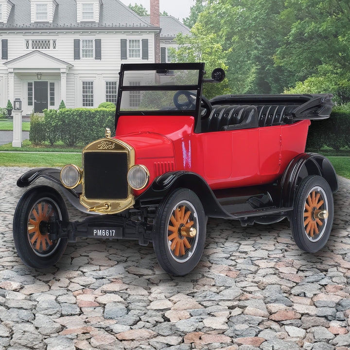 1925 Ford Model-T Runabout Red classic red vintage automobile with black fenders brass grille and wooden spoke wheels on a cobblestone drive Up To 75% Off Retail