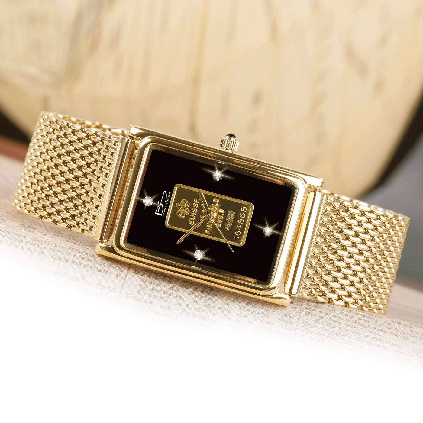 Milanese Mesh 24K Gold Ingot Watch