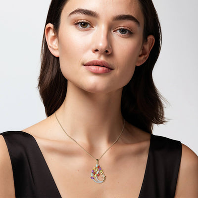 Daniel Steiger Rainbow Gemstone Peacock Pendant