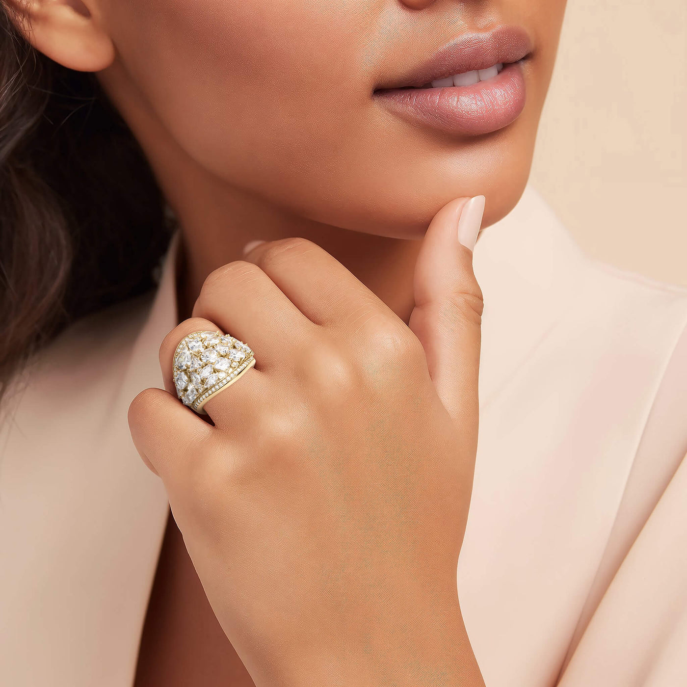 Glittering Mosaic Ladies Ring