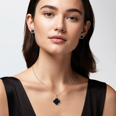 Daniel Steiger Fortuna Clover Onyx Earrings