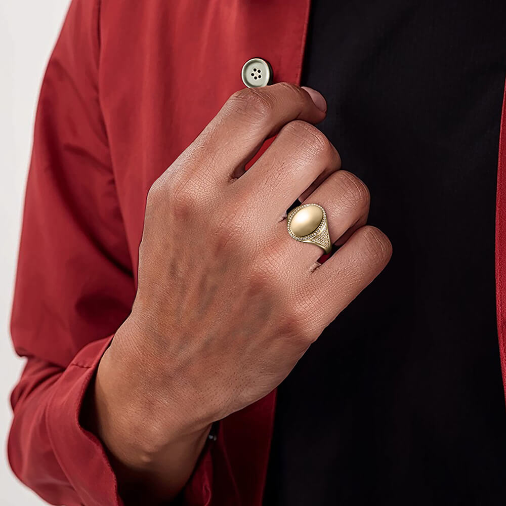 Gold ring on man's finger