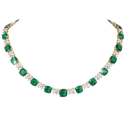 Freya Necklace featuring green gemstones and clear accents in a graceful gold tone setting Up To 75% Off Retail