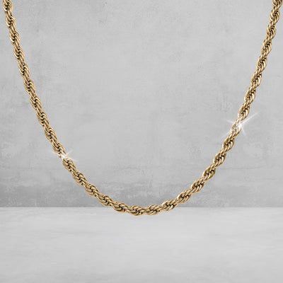 Viper Twist Rope Necklace in gold tone with a detailed twisted chain design displayed against a soft gray background Up To 75% Off Retail
