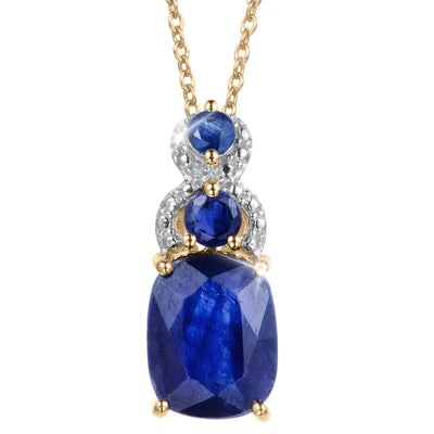 Elara Sapphire Pendant featuring faceted blue gemstones in a gold setting with sparkling accents and chain Up To 75% Off Retail