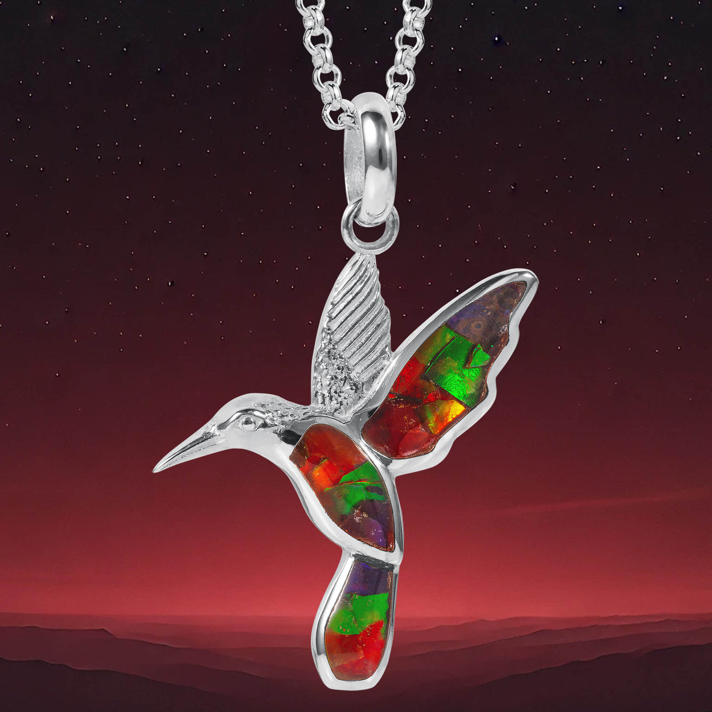 Daniel Steiger Ammolite Hummingbird Pendant