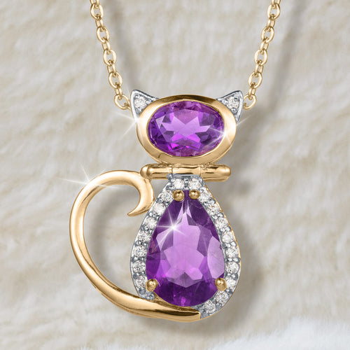 Twilight Kitty Amethyst Pendant