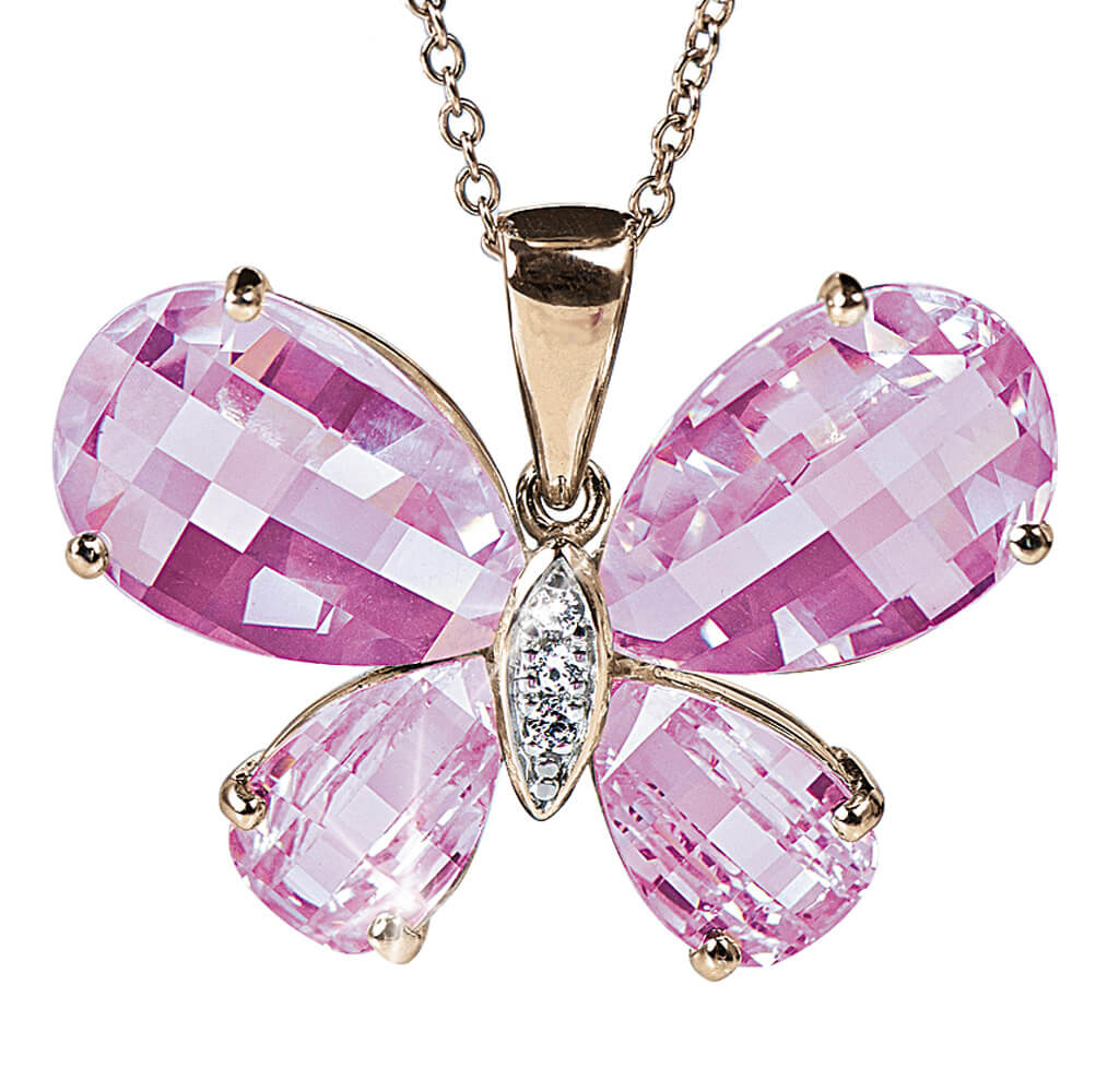 Pink Crystal Butterfly Pendant