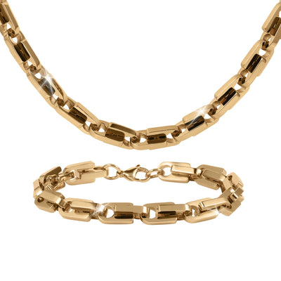 Moderna Link Collection gold tone necklace and bracelet with polished interlocking links for a bold jewelry look Up To 75% Off Retail