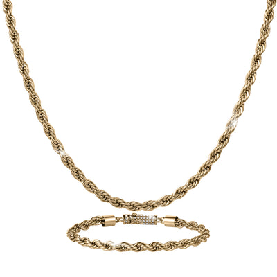 Viper Twist Rope Collection featuring a gold tone rope necklace and matching bracelet with a sparkling clasp Up To 75% Off Retail