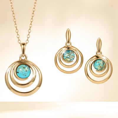 Baltic Lagoon Collection gold tone necklace and matching earrings with turquoise blue stones Up To 75% Off Retail