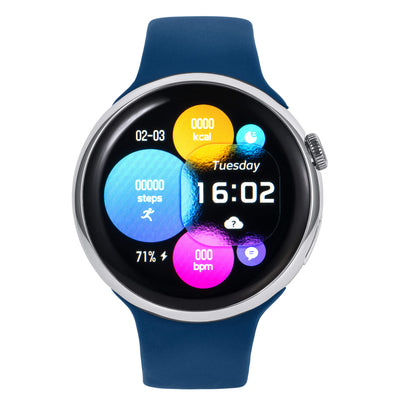 Pace Unisex Smart Watch with blue strap and colorful display showing steps calories heart rate and time Up To 75% Off Retail