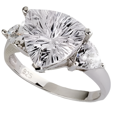 Trillion Jewelry Ring featuring a sparkling trillion-cut gemstone set in sterling silver designed for female wearers, combining elegance and luxury in fine jewelry.