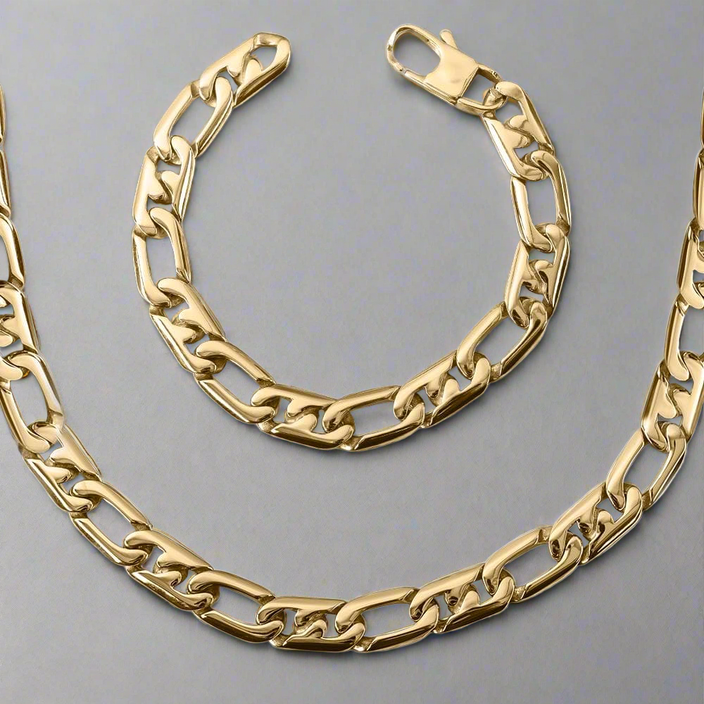 gold necklace and bracelet