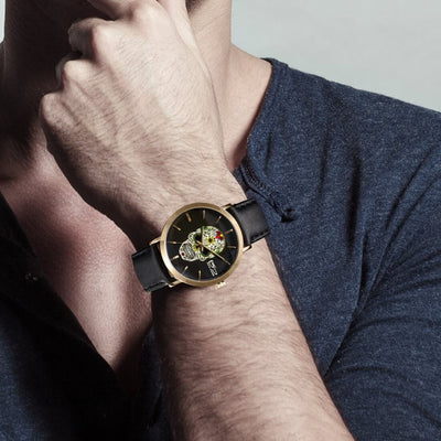 Daniel Steiger Rebel Skull Men's Gold Watch