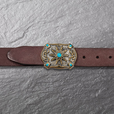 Daniel Steiger Turquoise Brown Leather Belt