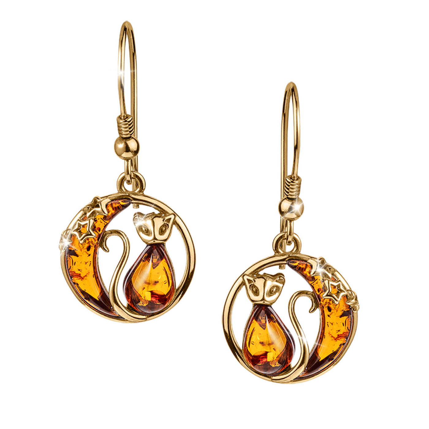 Daniel Steiger Baltic Amber Cat In The Moon Earrings