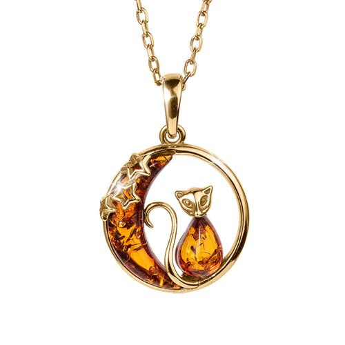 Daniel Steiger Baltic Amber Cat In The Moon Pendant