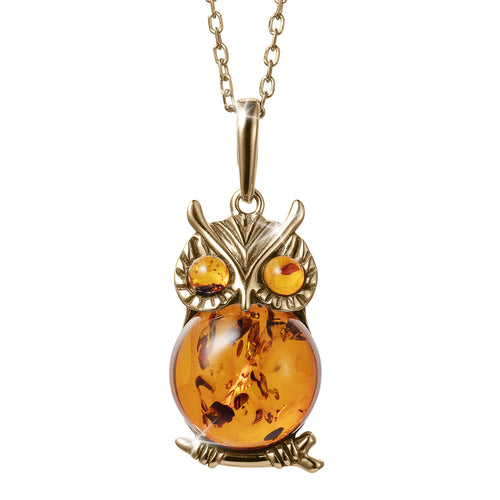 Daniel Steiger Baltic Amber Wise Owl Pendant