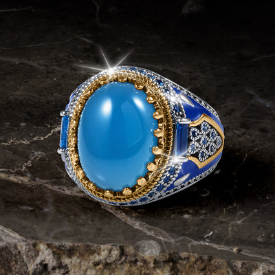 Daniel Steiger Aqua Agate Men's Ring