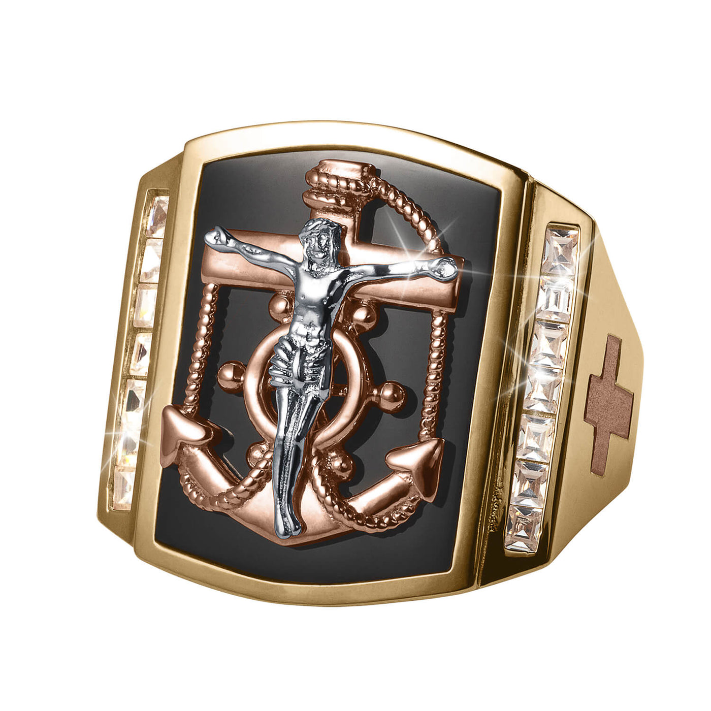 Daniel Steiger Mariner's Cross Onyx Men's Ring