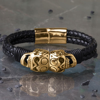 Daniel Steiger Skull Leather Bracelet