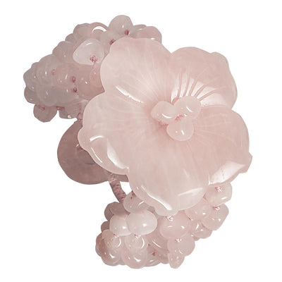 Elegant Cherry Blossom Bracelet featuring delicate pink gem beads and a large floral centerpiece, designed for women seeking refined jewelry.
