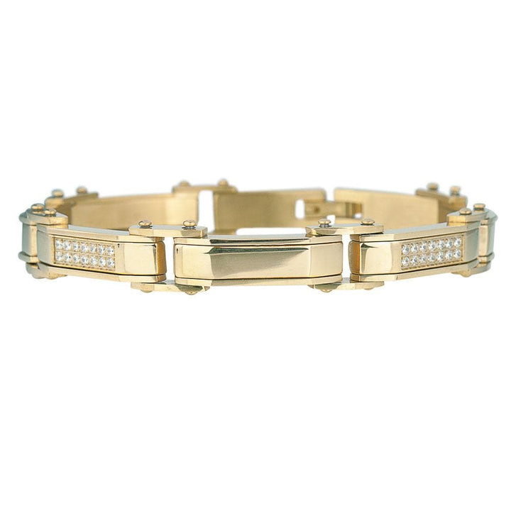 Men's Definition Bracelet in gold-plated stainless steel featuring a sleek design with embedded clear stones for a refined and modern look.