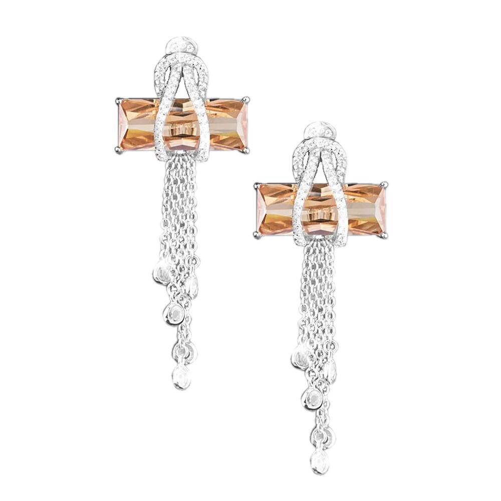 Daniel Steiger Contemporary Cross Champagne Earrings