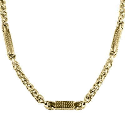 Arco Men's Necklace crafted from stainless steel with gold plating, featuring a bold and intricate link design for a stylish men's jewelry statement.