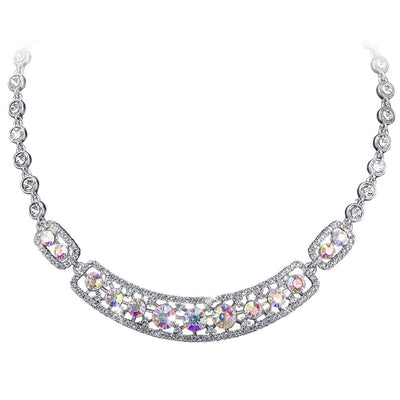 Spectra Rhodium Necklace featuring sterling silver with rhodium plating, designed for women, showcasing sparkling crystals in an elegant, contemporary style jewelry necklace.