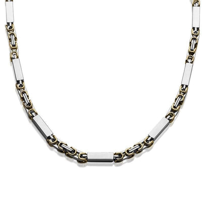 Indiana Two Tone Necklace featuring alternating polished two-tone plated links, designed for a sophisticated male jewelry collection.