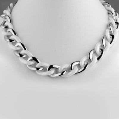 Daniel Steiger Ceramica Necklace (White and Steel)