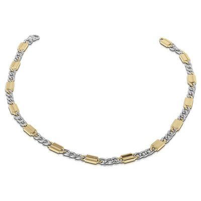 Andrea Two-Tone Steel Necklace for men featuring a stylish combination of stainless steel and gold-tone links, creating a modern and sophisticated jewelry piece.