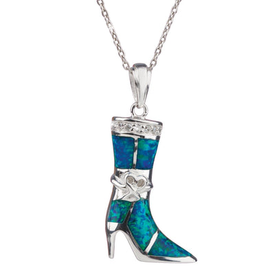 Daniel Steiger Lucky Opal Boot Pendant Rhodium