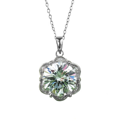 Spring Daisy Pendant featuring a sparkling round centerpiece with sterling silver and rhodium plating, designed for women, hanging from a delicate chain necklace.