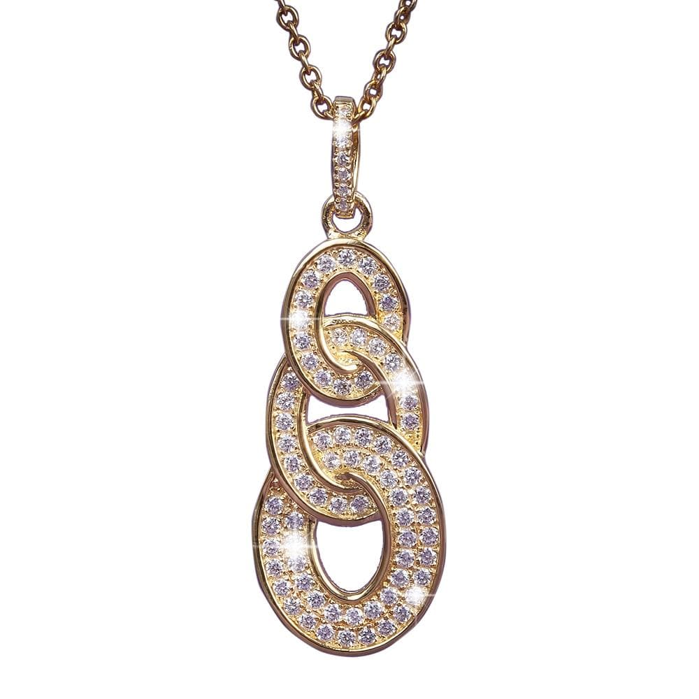 Trianon Pendant featuring an elegant interlocking design crafted in sterling silver with gold plating, adorned with sparkling stones, perfect jewelry for women.