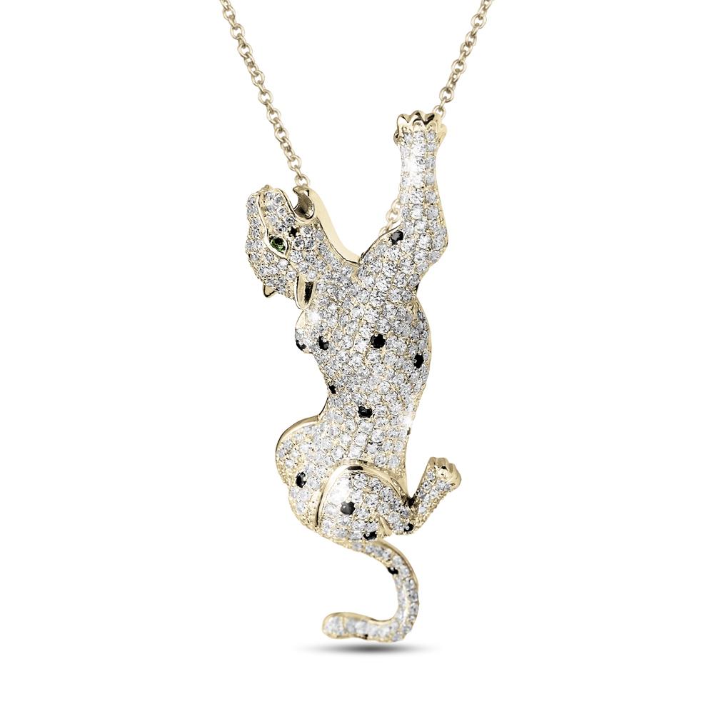 Bella 2-In-1 Pendant featuring a gold-plated sterling silver leopard design encrusted with sparkling stones, elegantly crafted for women’s jewelry collections.