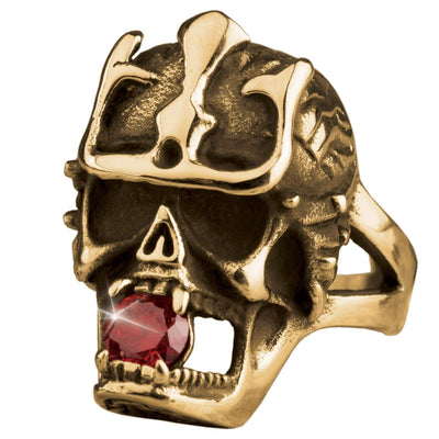 Daniel Steiger Azteca Skull Gold Men's Ring