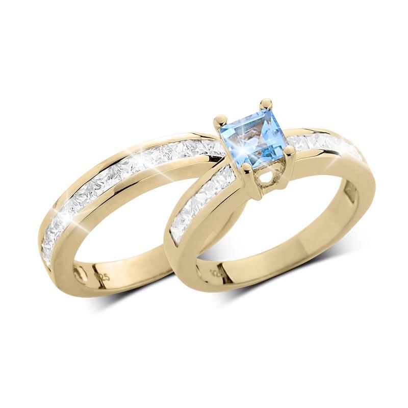 Daniel Steiger Maria Duo Blue Topaz Bridal Ring
